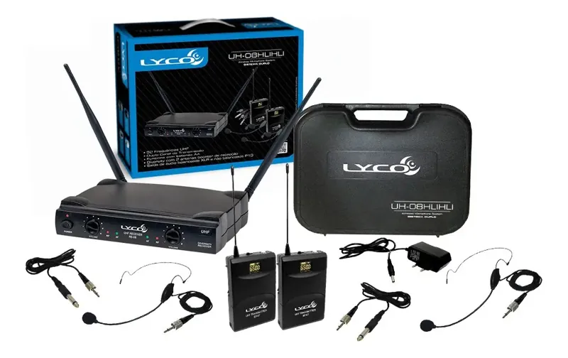 Microfone sem fio Lyco UH08 headset e lapela
